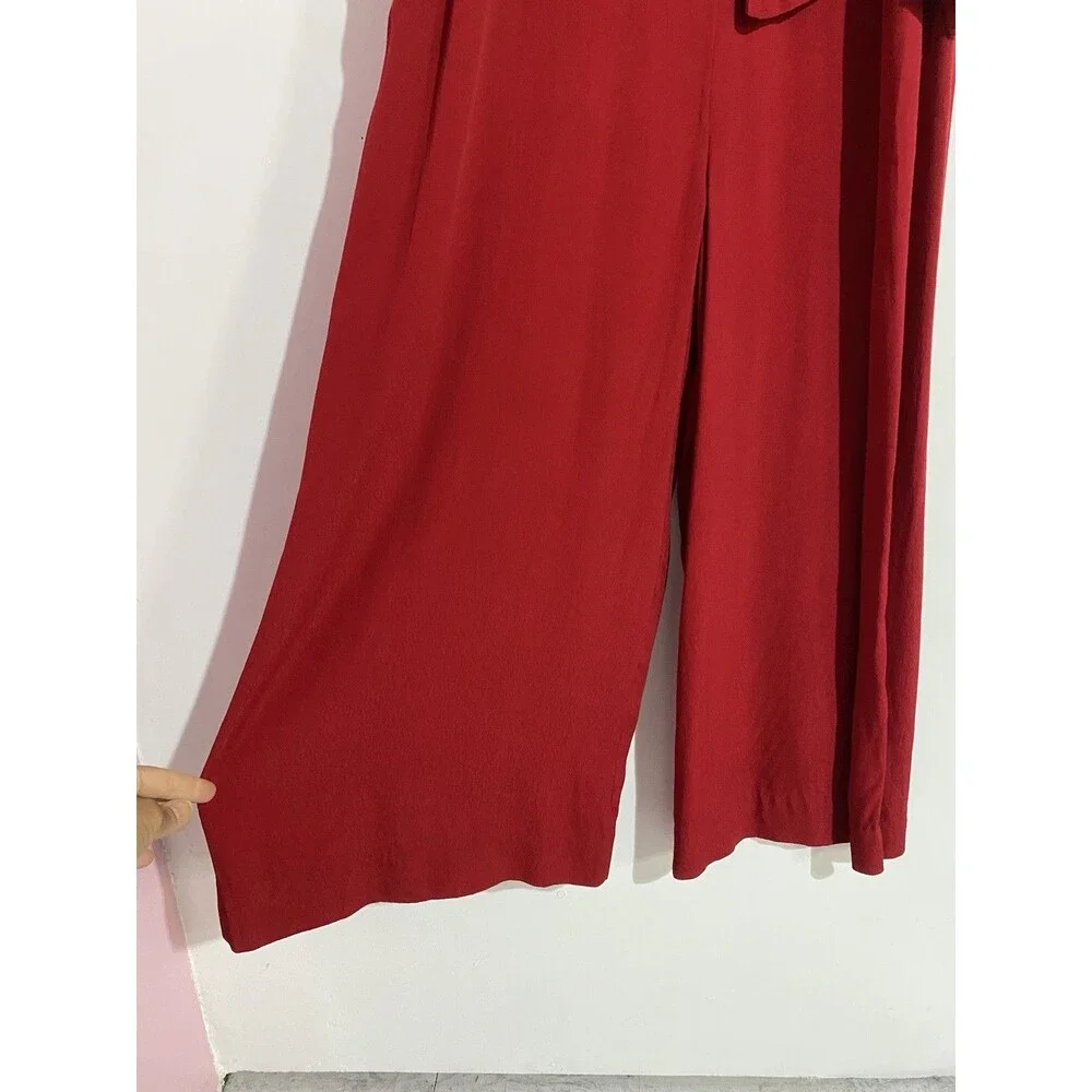 Maeve Anthropologie Jumpsuit 8 Red Grier Feminine‎ Romantic Crop Wide Valentines